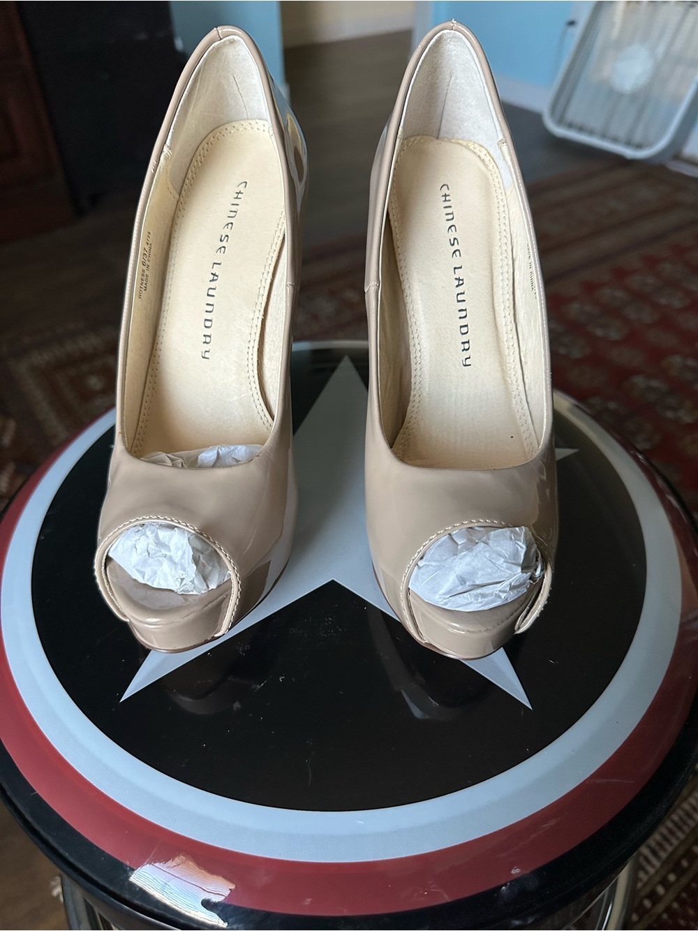 Chinese Laundry Hotness Nude Patent Peep Toe Heels